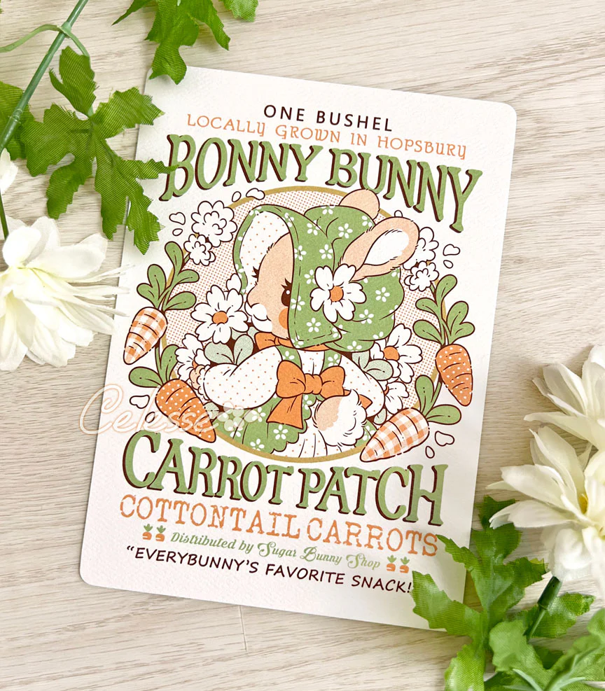 Bonny Bunny Carrot Patch Textured Print