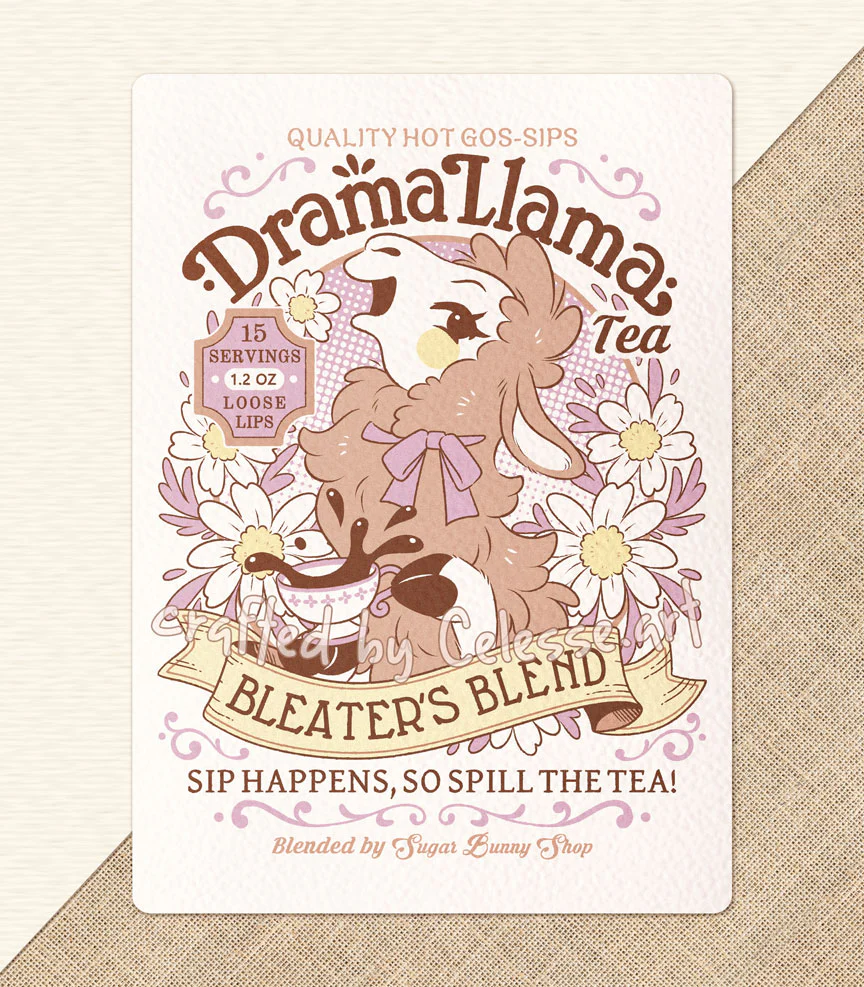 Drama Llama Spill the Tea Textured Print