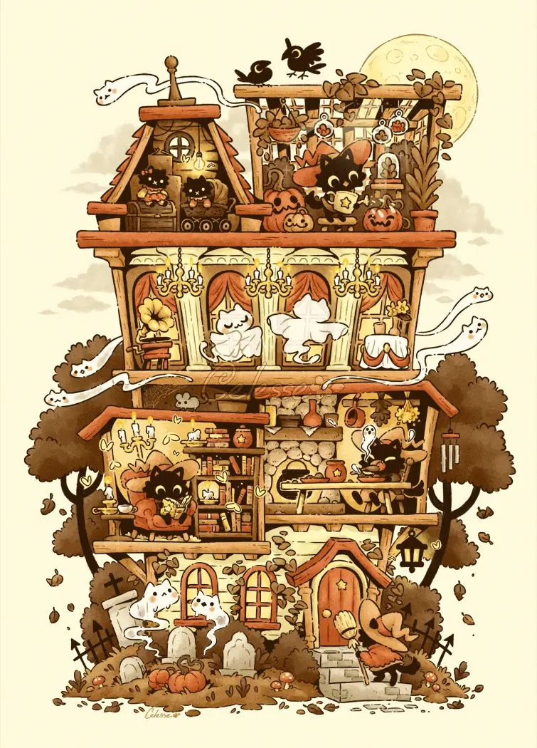 Haunted Home Textured Print - Image 2