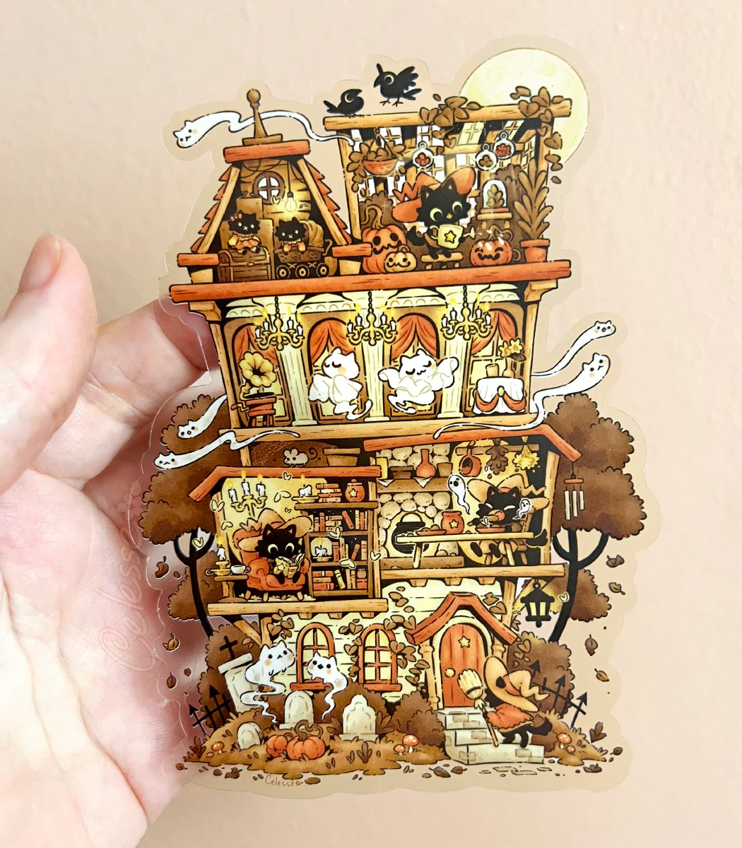 Halloween Haunted Home XL Vinyl Sticker - Image 2