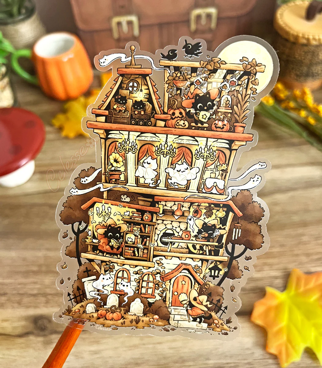 Halloween Haunted Home XL Vinyl Sticker - Image 3