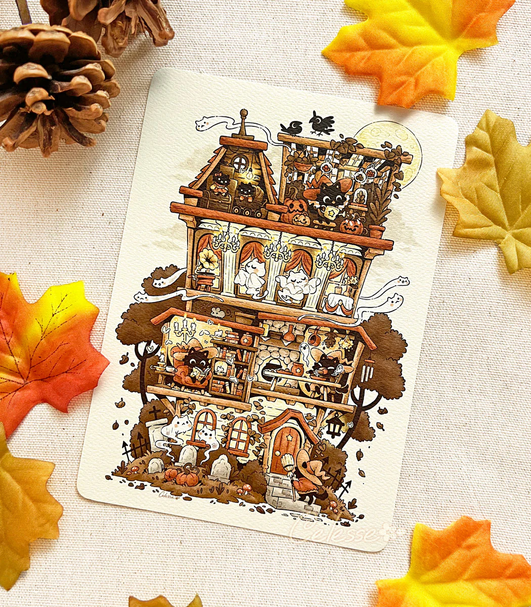 Haunted Home Textured Print