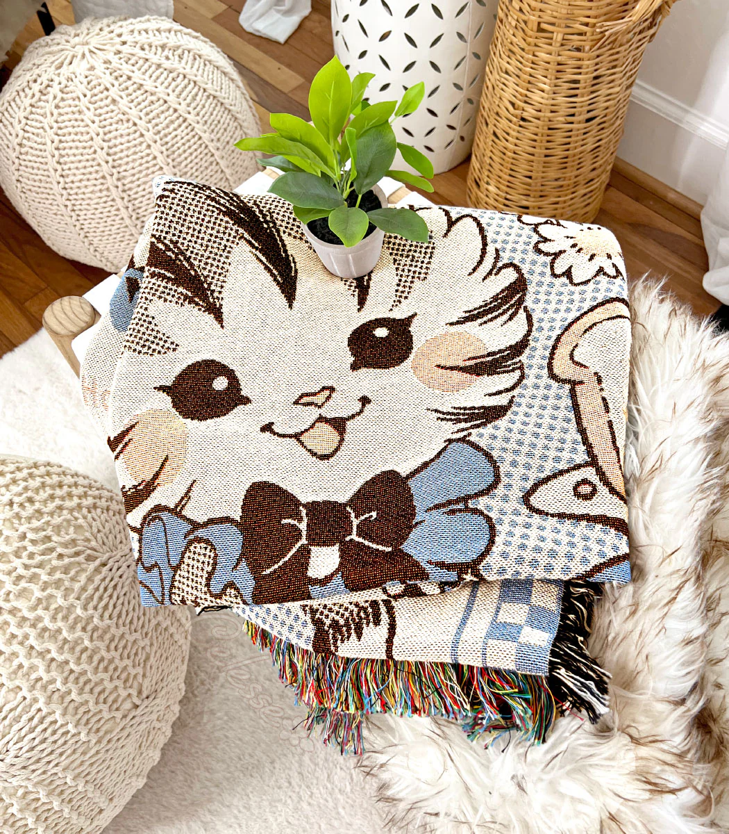 Kneady Kitten Baker's Flour Woven Blanket - Image 3