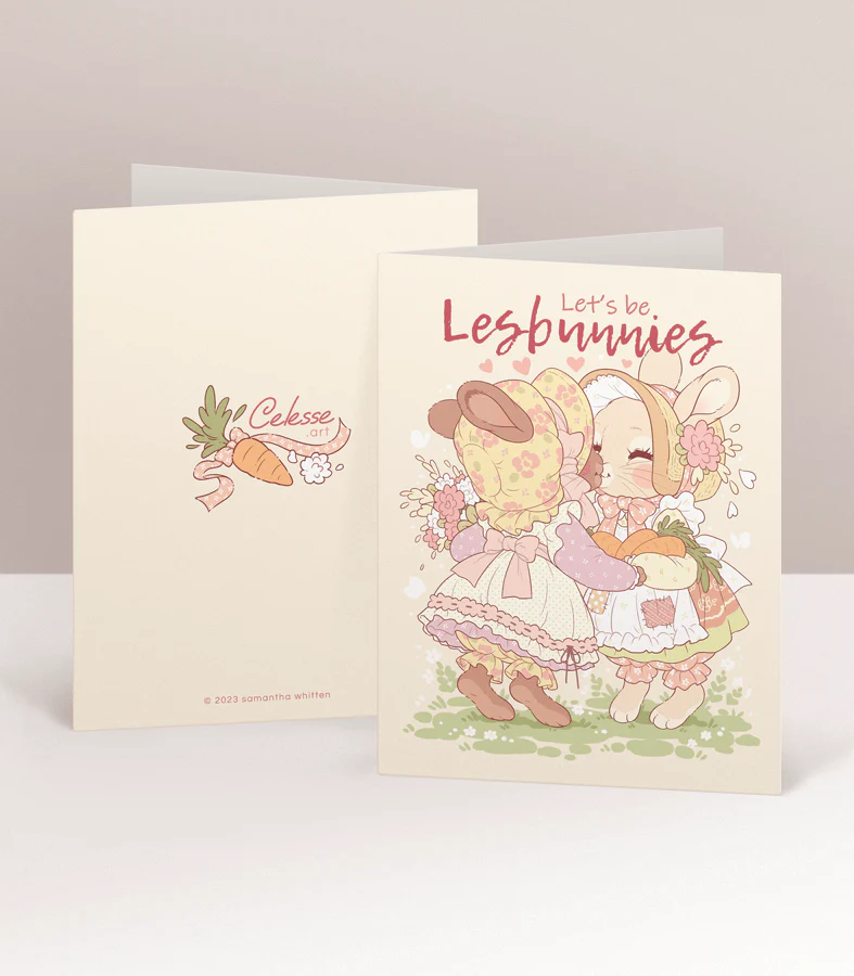 Let's be Lesbunnies Greeting Card - Image 2