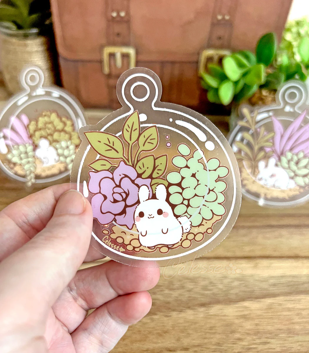 Plant Terrarium Bunnies Vinyl Stickers