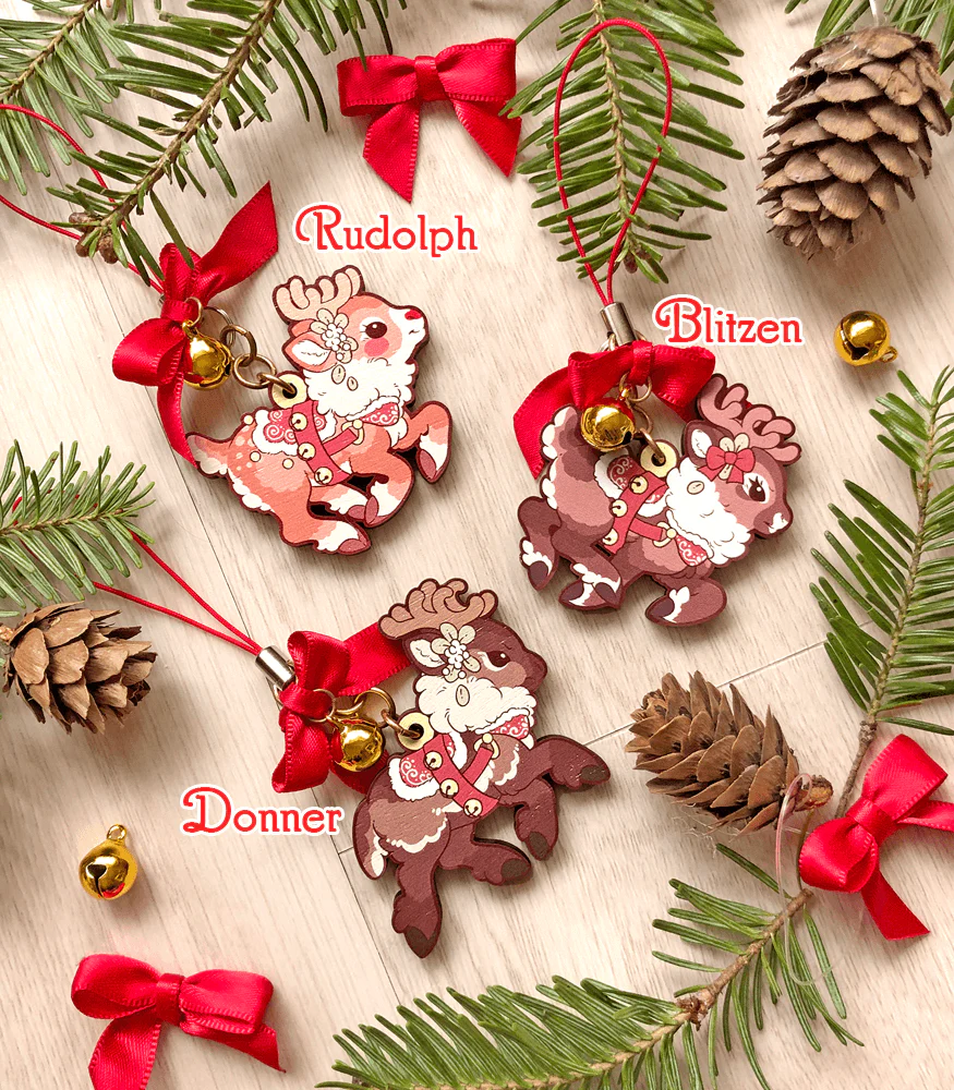 Santa's Reindeer Wood Ornaments - Image 3