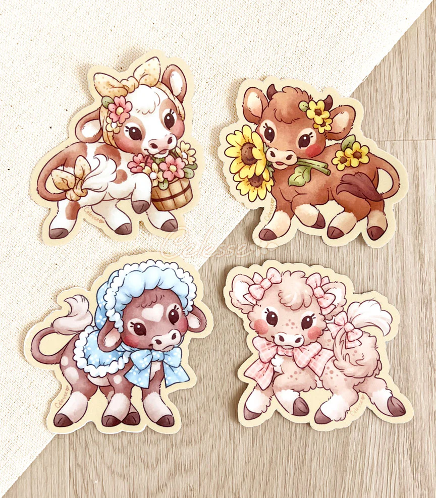 Tiny Moos Cows Vinyl Stickers