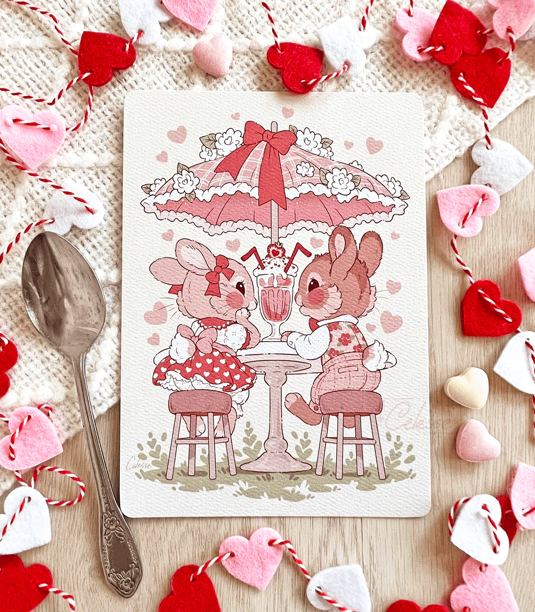 What's Shakin'? Milkshake Bunnies Textured Print