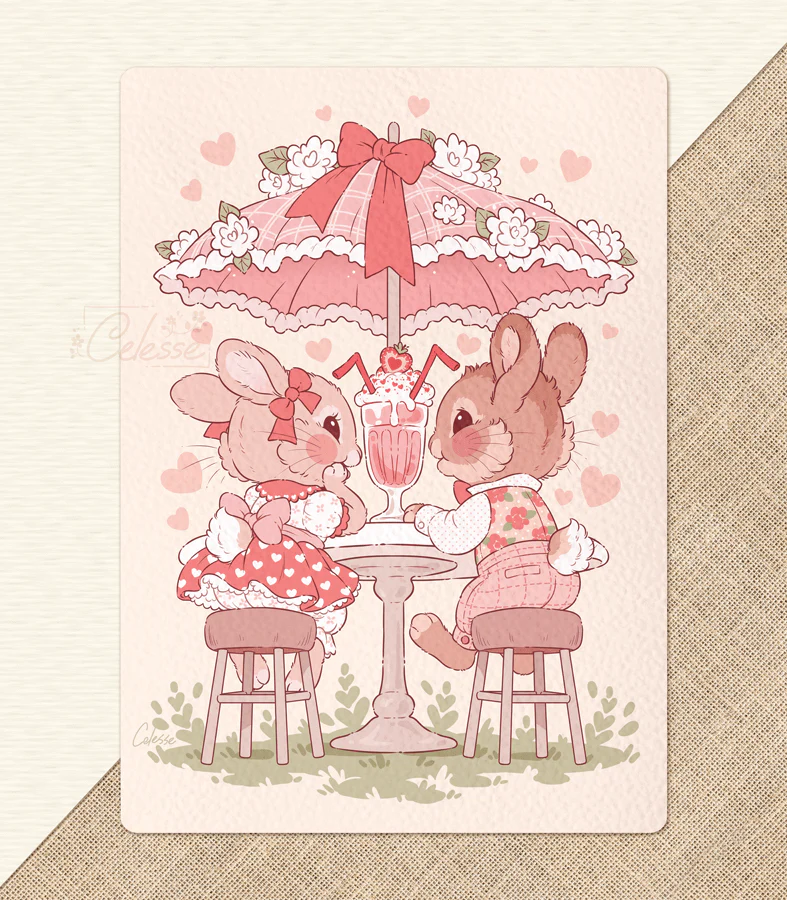 What's Shakin'? Milkshake Bunnies Textured Print - Image 2